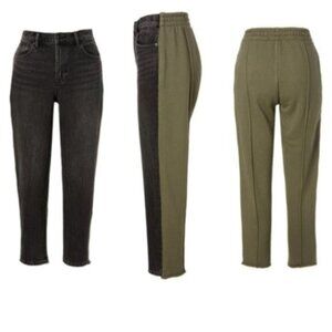 ALEXANDER WANG Ride Clash Tapered Jeans Sweatpants Black Green  24
